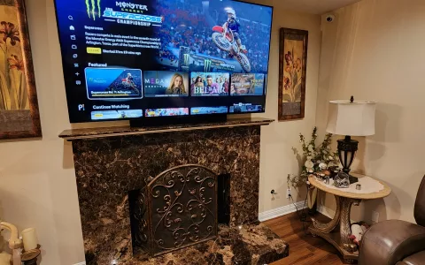 TV Mounted above Fireplace